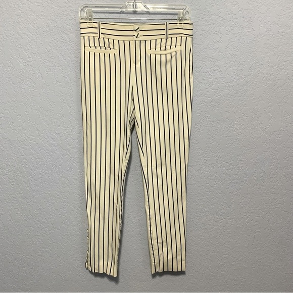 Anthropologie The Essential Slim Stripe Button Detail Pants - Picture 7 of 8